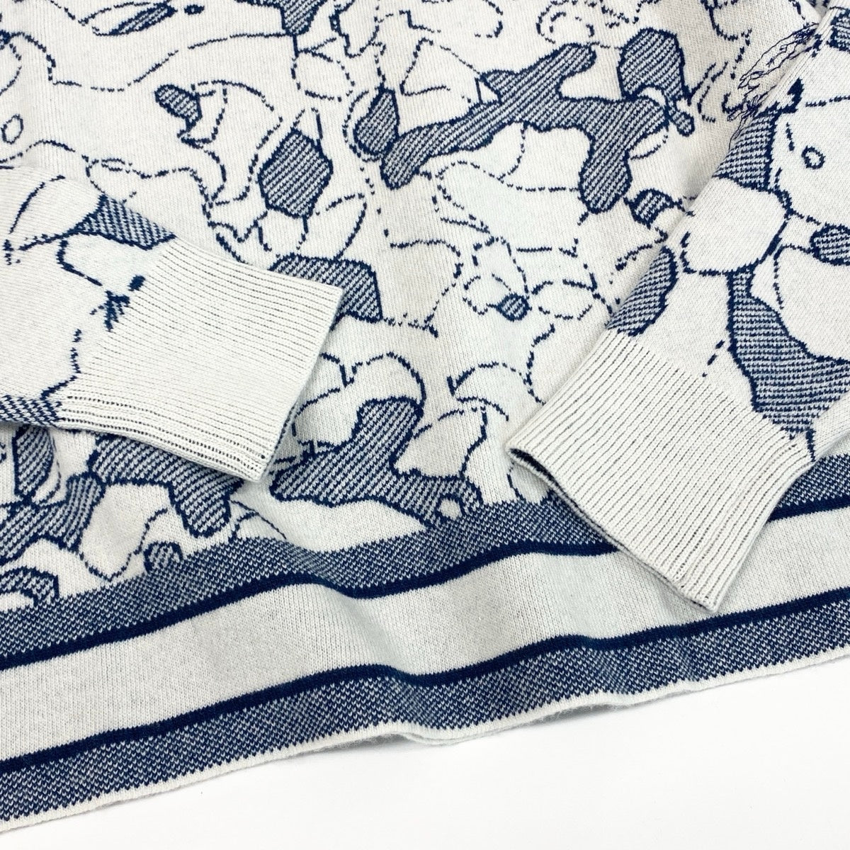 Ef6 Christian Dior クリスチャンディオール AROUND THE WORLD KNIT カシミヤ混 ニットセーター 刺繍 044S50AM007 サイズ40 ネイビー ホワイト レディースk02i