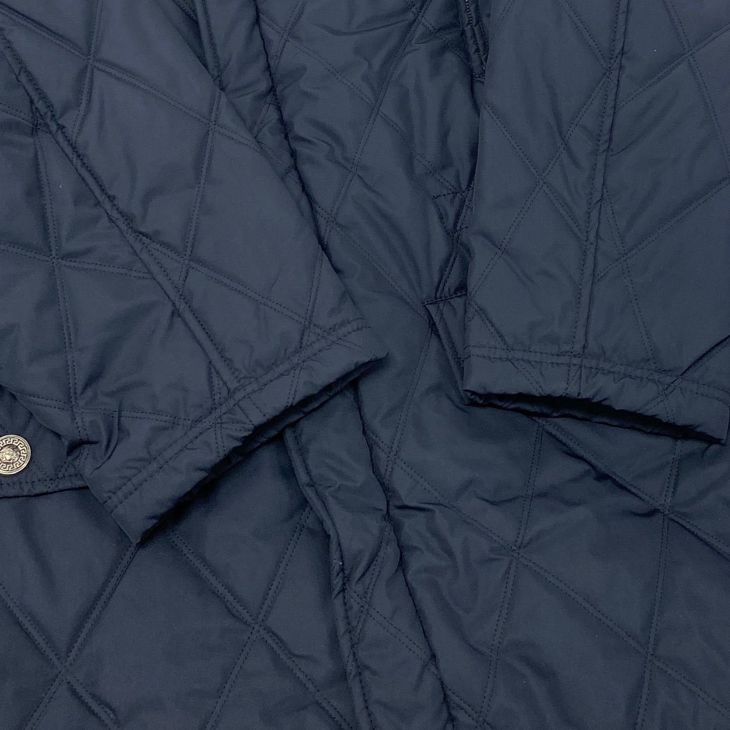 17k9 VERSACE ヴェルサーチ  イタリア製 メデューサボタン キルティング 中綿コート ジャケット 50 Lサイズ相当 ネイビー メンズo07t