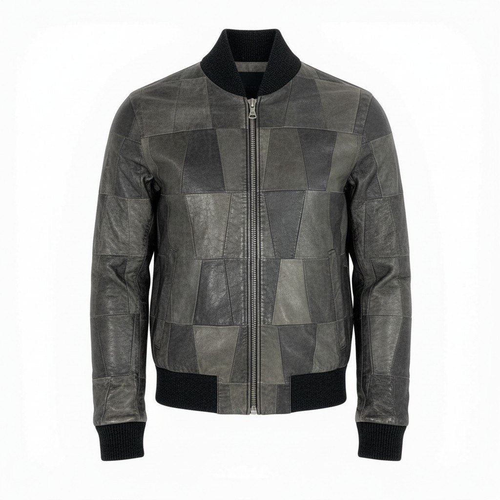 37a19 DOLCE&GABANA D&G ドルチェ＆ガッバーナ パッチワーク レザージャケット 2000’S サイズ44 グレー系 メンズ アウターk02i