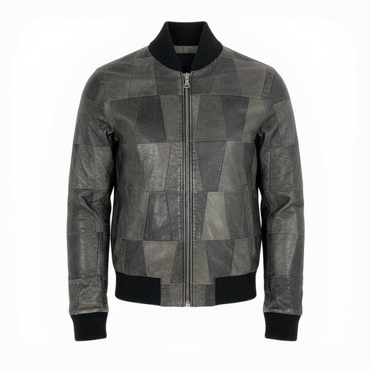 37a19 DOLCE&GABANA D&G ドルチェ＆ガッバーナ パッチワーク レザージャケット 2000’S サイズ44 グレー系 メンズ アウターk02i