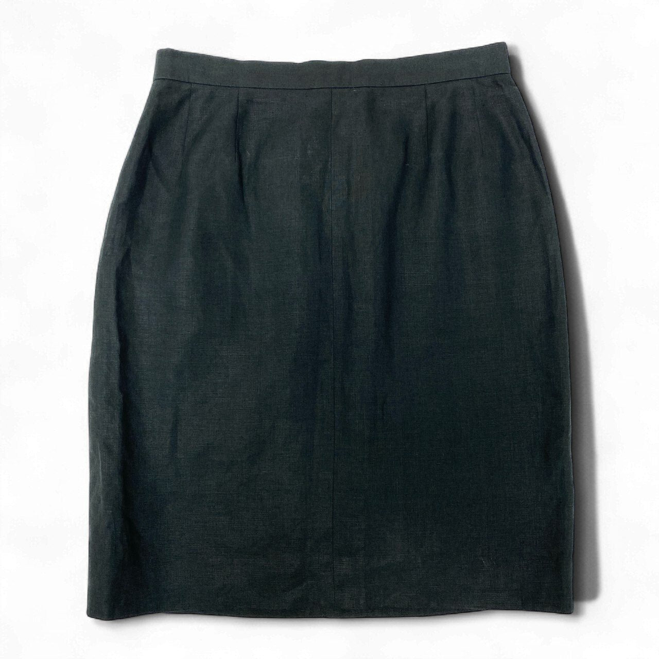 4k23 Hermès エルメス VINTAGE リネンスカート 膝丈スカート レディース 女性用 42 ブラック 麻100％u02t