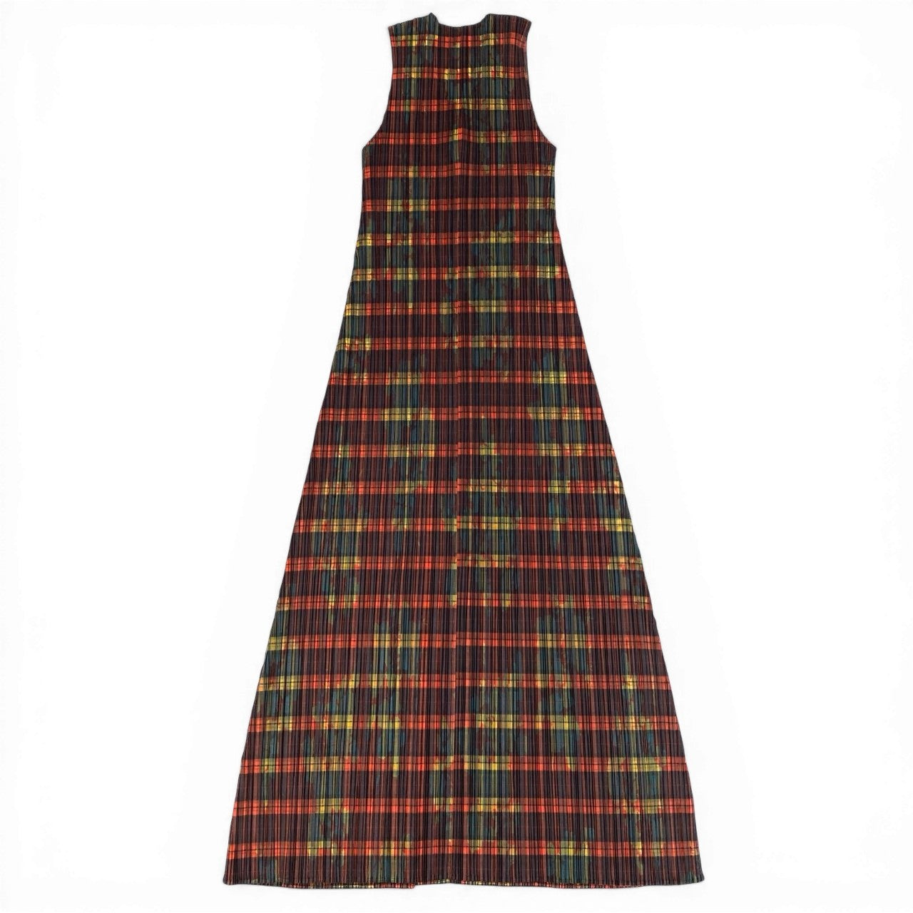 Ad12 PLEATS PLEASE プリーツプリーズ タータンチェック ノースリーブワンピース プリーツワンピース サイズ1 マルチカラー レディースta1