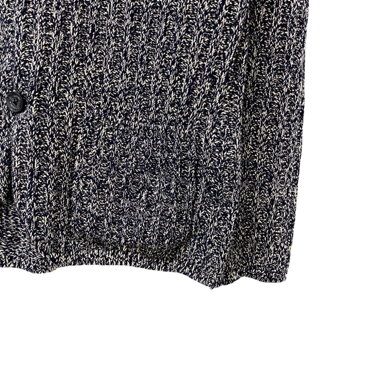 5c6 【イタリア製】LUIGI BORRELLI ルイジボレッリ  コットンニット ニットジャケット サイズ50 ネイビー コットン ミドルゲージ メンズ 羽織k02i