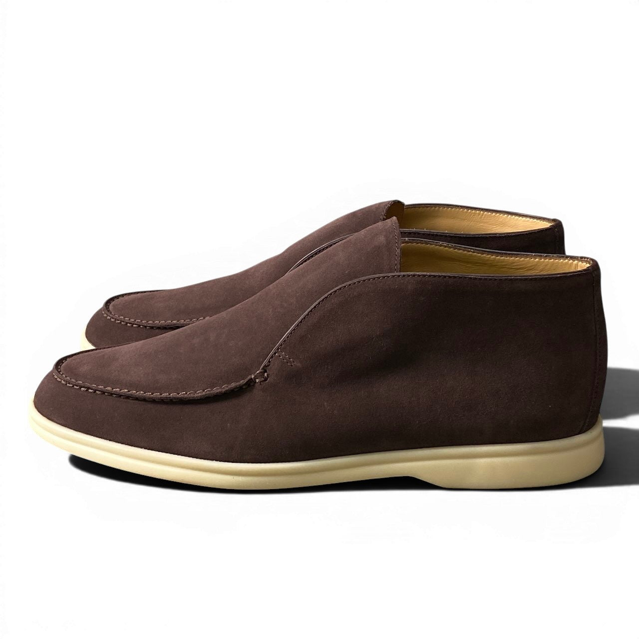 3e21 【新品】Loro piana ロロピアーナ Open Walk オープンウォーク スウェード モカ レザーシューズ サイズ42 ブラウン スウェード メンズ 紳士靴k02i