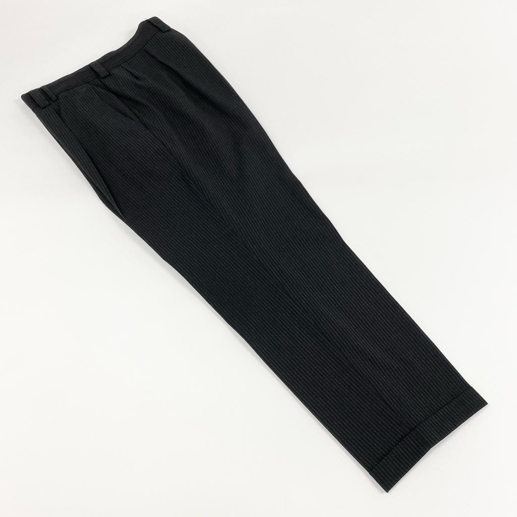 8f8 GIANNI VERSACE ジャンニ ヴェルサーチ セットアップスーツ テーラードジャケット パンツ ボトムス 裏地メデューサ ストライプ 背抜き ブラック