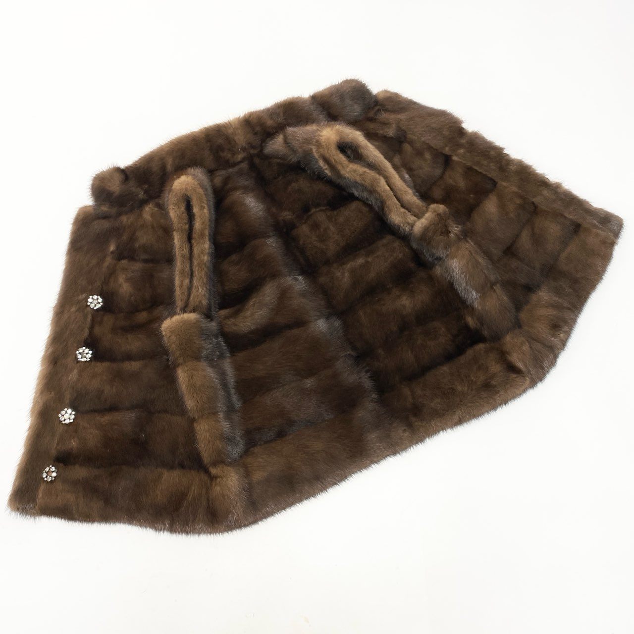 20c14 BIRGER CHRISTENSEN バーガークリステンセン デミバフミンク ミンクベスト 毛皮 装飾ボタン ブラウン ミンクファー レディースu02t