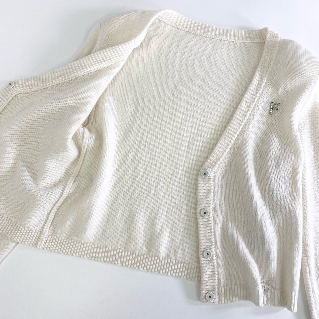 41k13 FOXEY フォクシー カシミヤ100％ amadeus cardigan アマデウスカーディガン 38 アイボリー CASHMERE 日本製