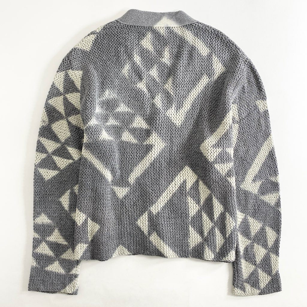 71g3 《美品》 KHOKI コッキ Washi knit cardigan 和紙 ニット カーディガン 総柄 羽織 22SS-K-03 1 グレー メンズ