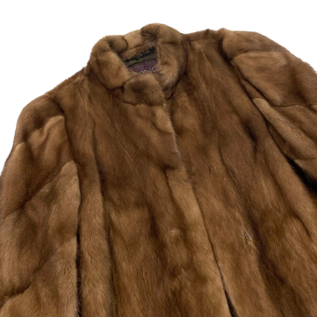 79f10 FOND 袖段デザイン パステルミンク ファーコート サイズ11 茶系 本毛皮 Pastel Mink Fur Coatt18r