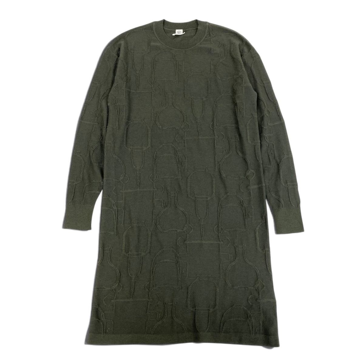 58i15 《極美品》 HERMES エルメス Torsades トルサード ニットワンピース トップス 36 ダークグリーン シルク カシミヤu02t