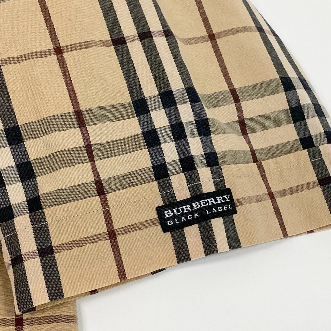 Ic2 BURBERRY BLACK LABEL バーバリーブラックレーベル 半袖シャツ トップス ノバチェック ホース刺繡 3 ベージュ系 コットン メンズu02t