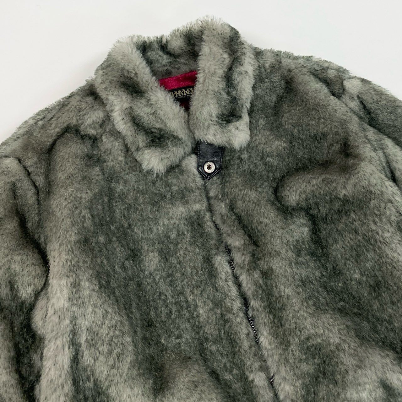 58a21 Zephyren ゼレファン ファージャケット ダブルジップ 裏地ベロア〇 メンズ 紳士服 サイズM グレーu02t