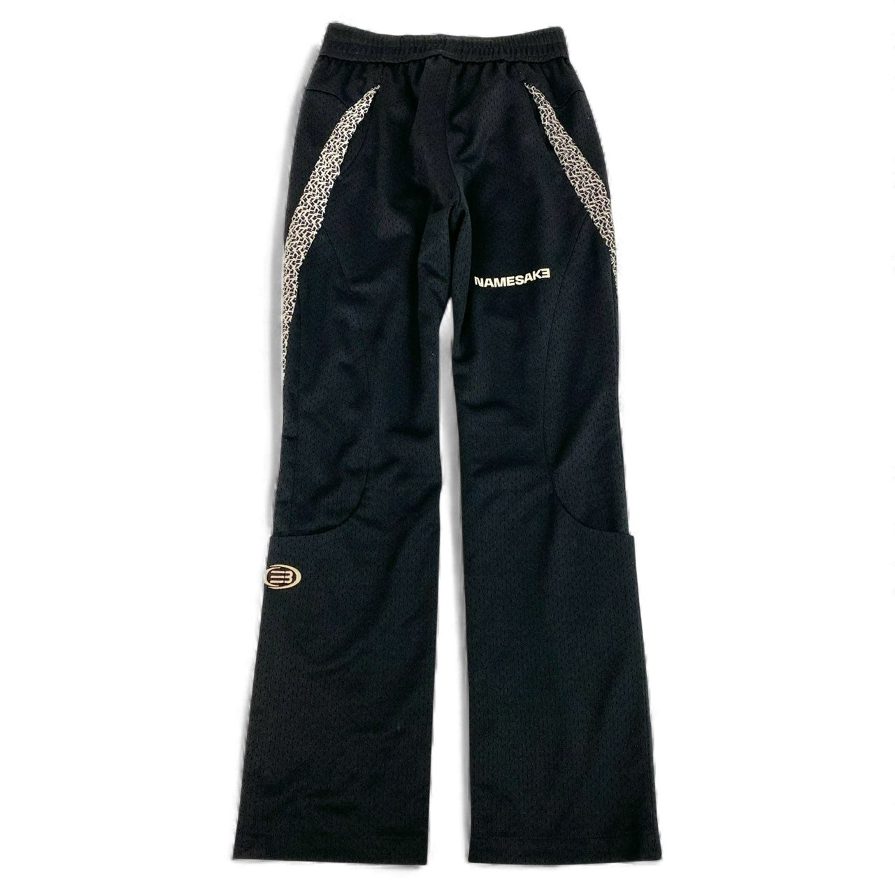 49L8 【美品】NAMESAKE ネイムセイク メッシュトラックパンツ ボトムス Sサイズ相当 ブラック アイボリー ポリエステル100％ メンズo07t