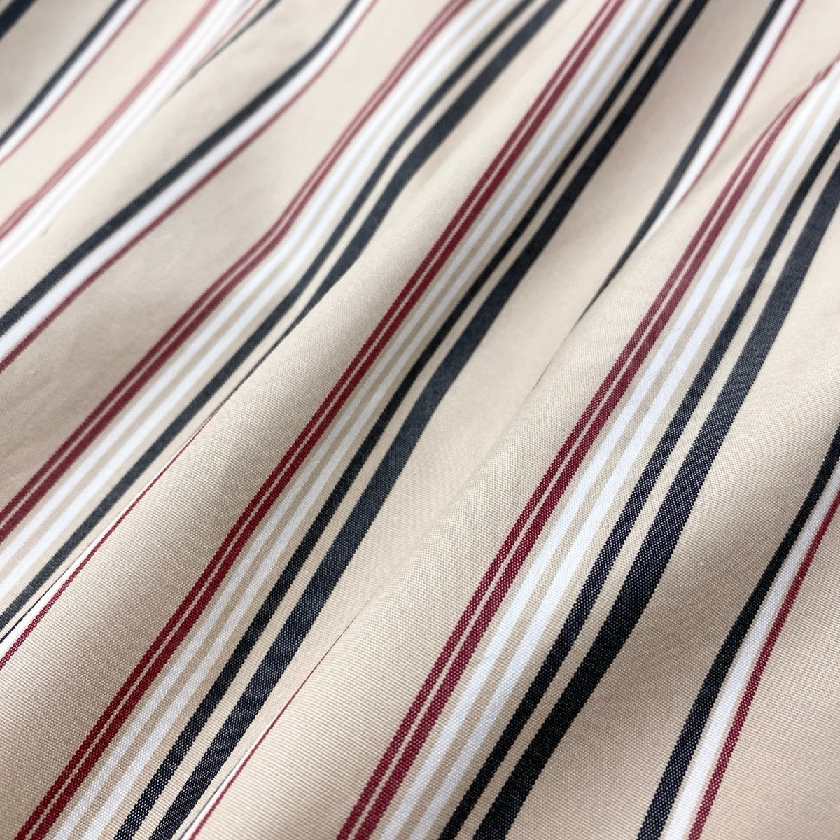 Ih10 BURBERRY LONDON バーバリー ロングスリーブシャツ ストライプ柄 ロゴ刺繍 サイズ44 ベージュ コットン100％ レディースo07t
