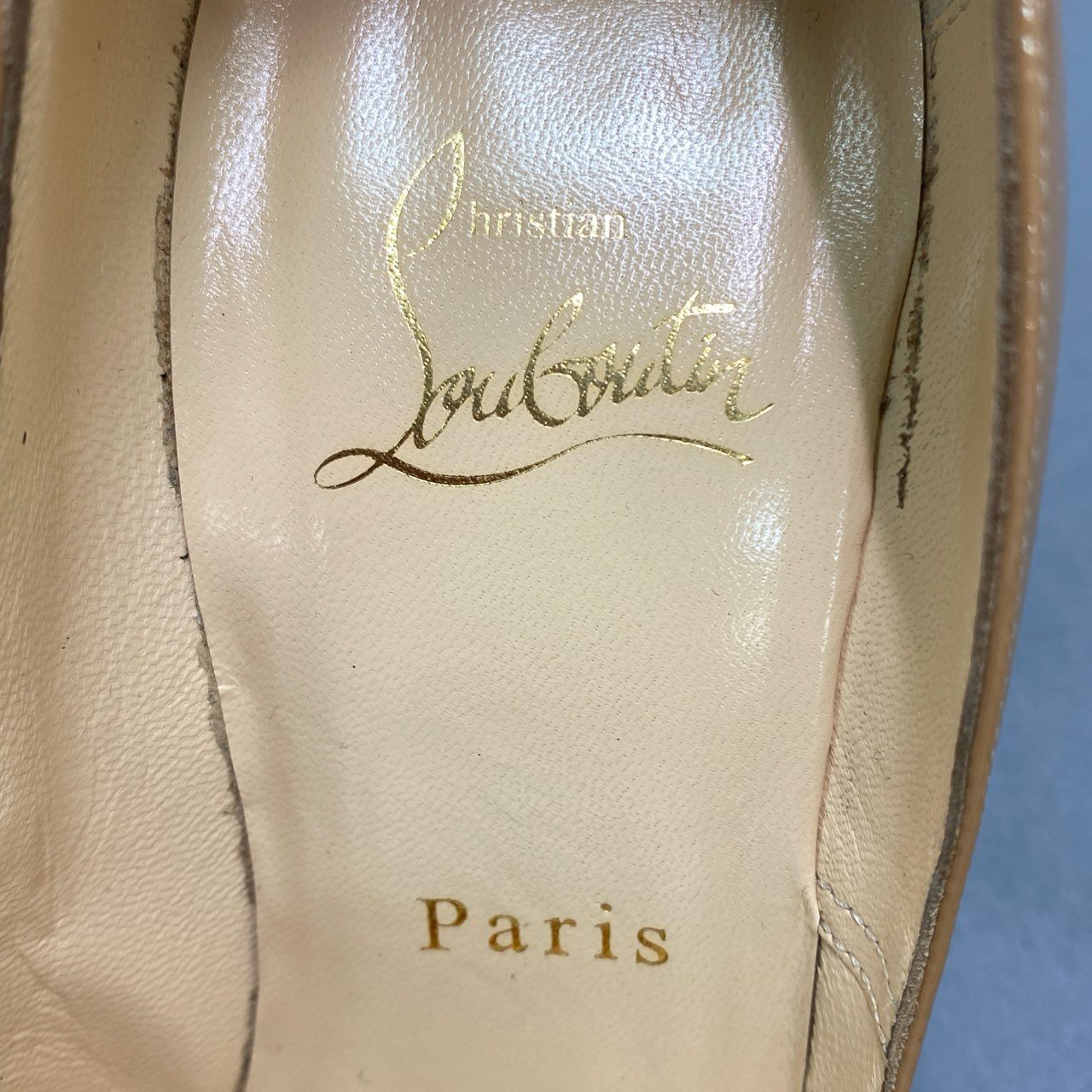 6k5 Christian Louboutin クリスチャンルブタン ポインテッドトゥ パテント ピンヒール パンプス サイズ36 1/2 ベージュ レディース 女性用 靴 シューズ