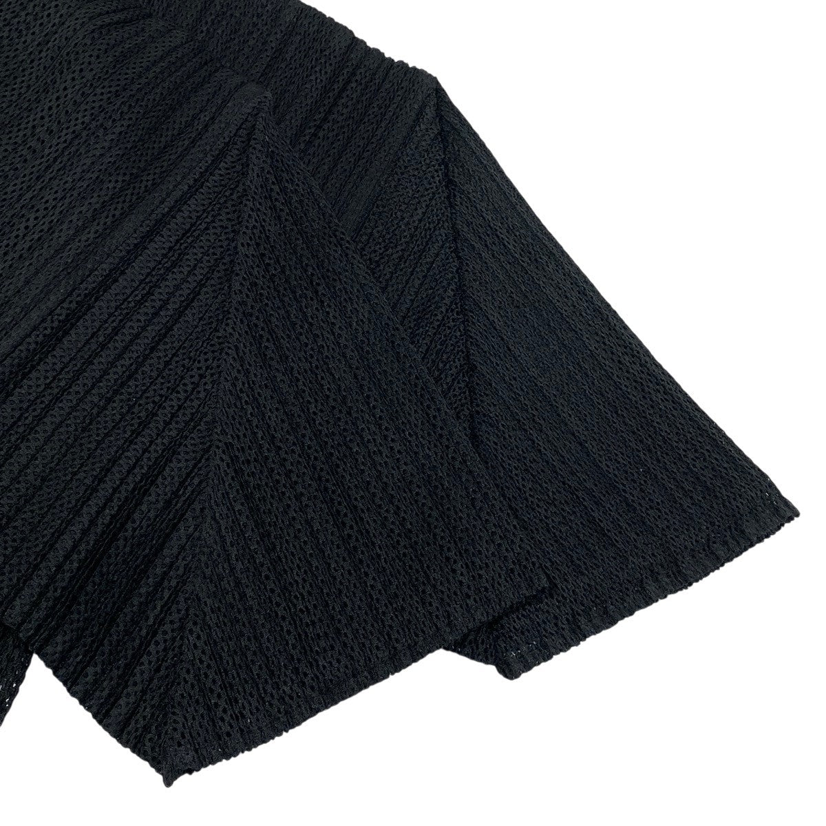 Ah28 PLEATS PLEASE プリーツプリーズ レイヤード風 半袖シアーカーディガン ブラック レディースo07t