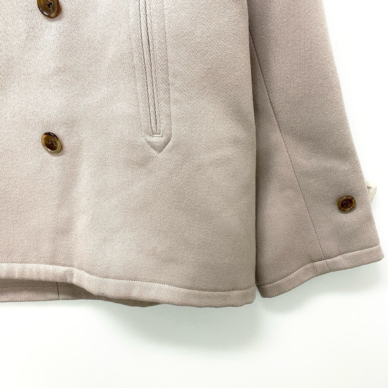 14c20 Camoshita UNITED ARROWS ユナイテッドアローズ ショートコート Pコート ウールブレンド〇 メンズ 紳士服 日本製 1177-699-2578 サイズ46 ライトグレー系u02t