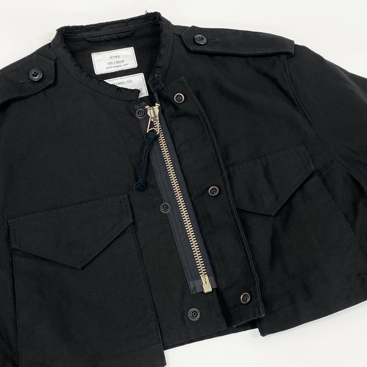 1g2 HYKE ハイク 25ss TYPE M-51 FIELD CROPPED JACKET クロップド丈 ミリタリージャケット 251-17510 サイズM ブラック コットン レディース 女性用