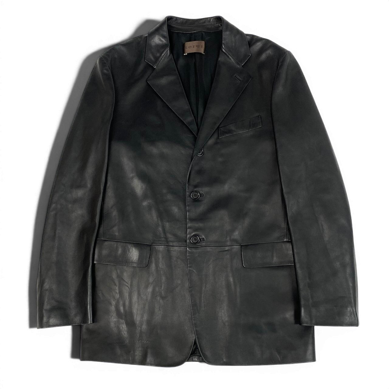 23e14 LOEWE ロエベ レザージャケット テーラードジャケット 3B 50サイズ ブラック レザー100％ メンズ 男性用k02i