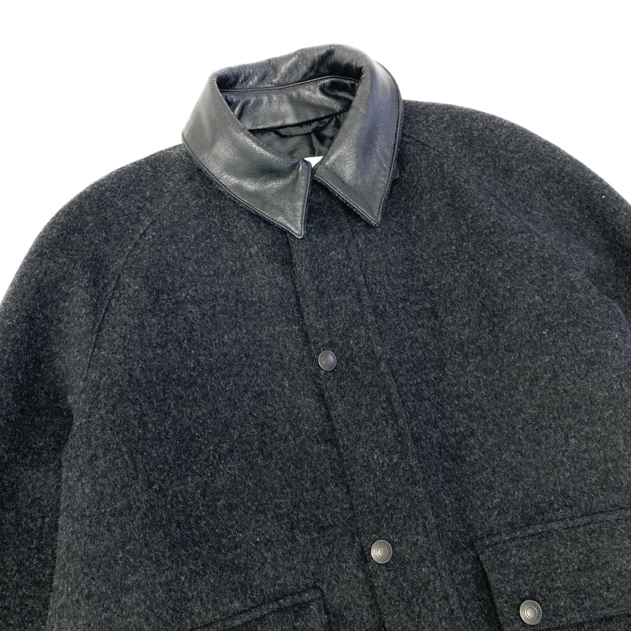 17c7 John Partridges ジョンパートリッジ レザー切替 クロップドウールジャケット ウールショートジャケット サイズS グレー メンズ アウターk02i