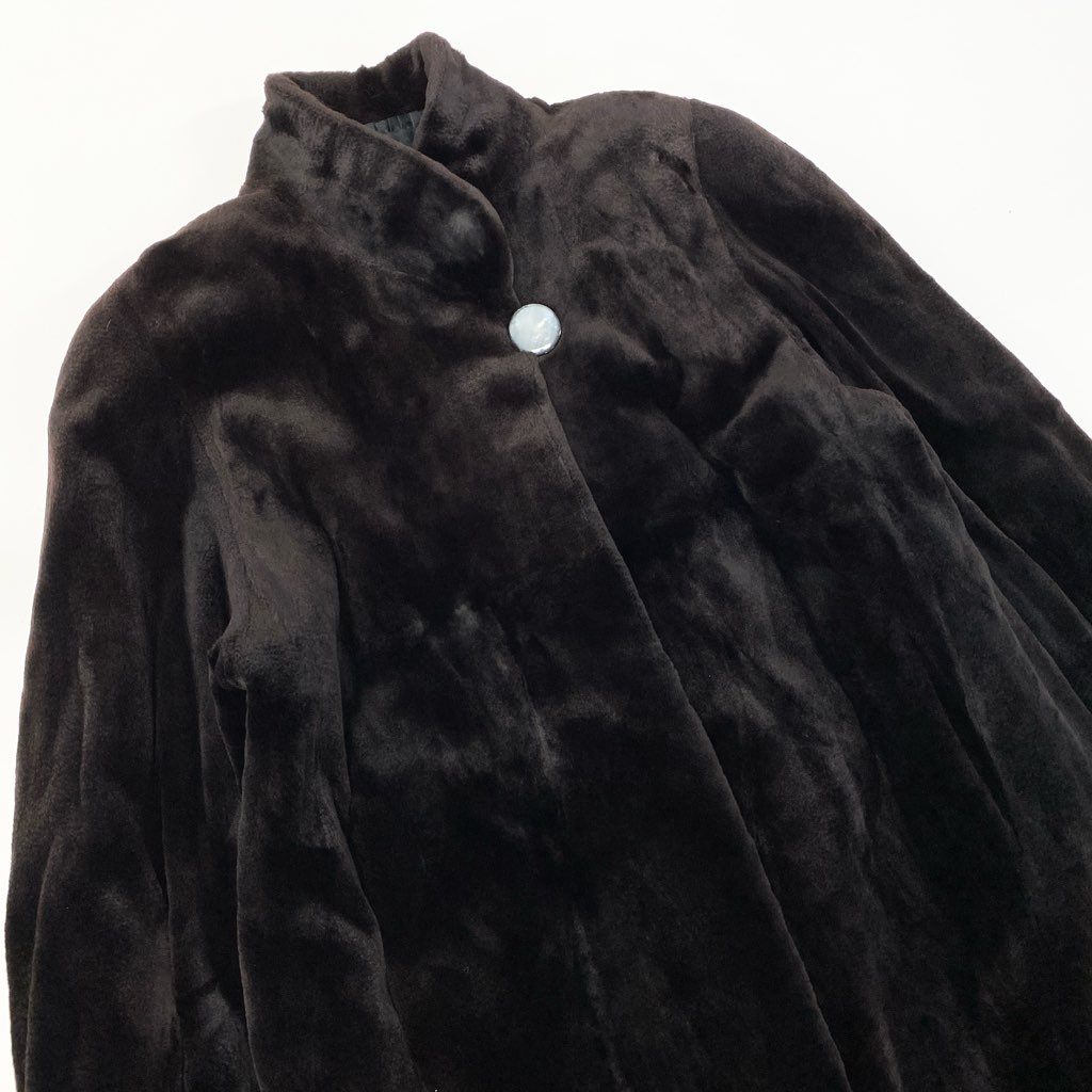 29l27 SAGA MINK サガミンク 銀サガ シェアードミンク ロングコート サイズF ダークブラウン 本毛皮 MINK FURt18r