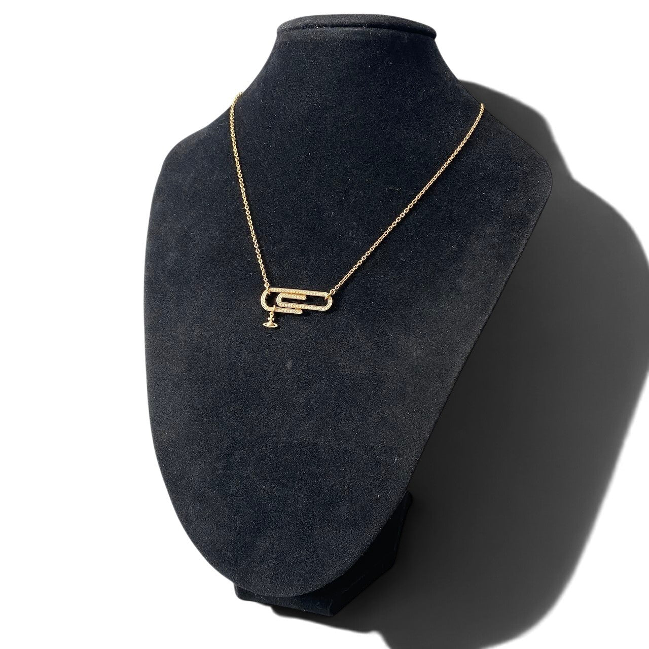 h11 《美品》 Vivienne Westwood ヴィヴィアンウエストウッド ORB クリップデザイン ラインストーン ネックレス ゴールド アクセサリーt18r