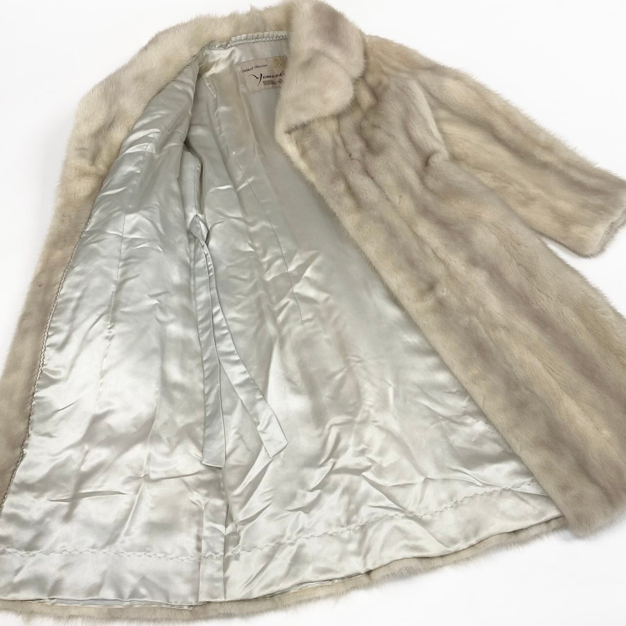54e13 yamaoka パールミンク ロングコート サイズF ホワイト 本毛皮 Pearl Mink Fur Long Coatt18r