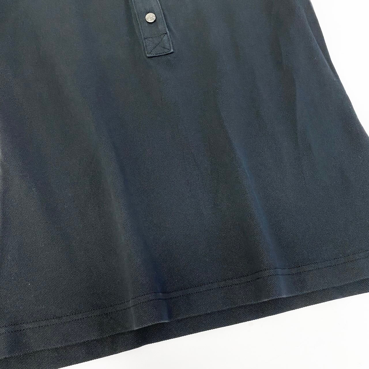59d28 BURBERRY LONDON BLUE LABEL バーバリーロンドン ブルーレーベル 半袖ポロシャツ カットソー トップス ワンポイント刺繡 バックロゴプリント サイズ38 ブラック レディース 女性用u02t