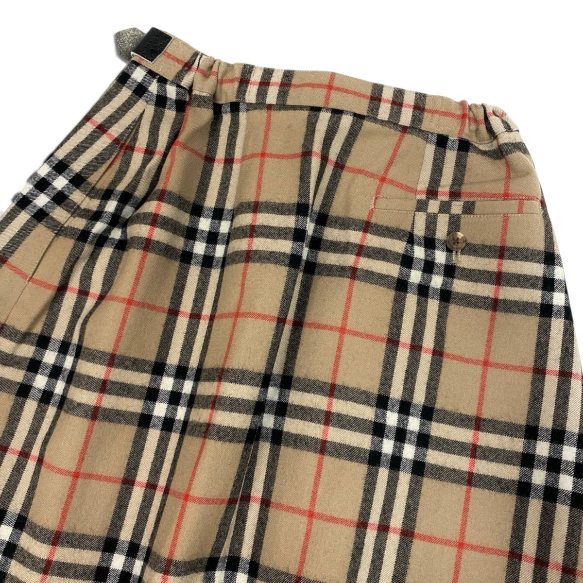 Ii7 【美品】 Burberrys バーバリー ノバチェック ラップスカート レザーベルト サイズS ベージュ ウール100％ レディースk02i