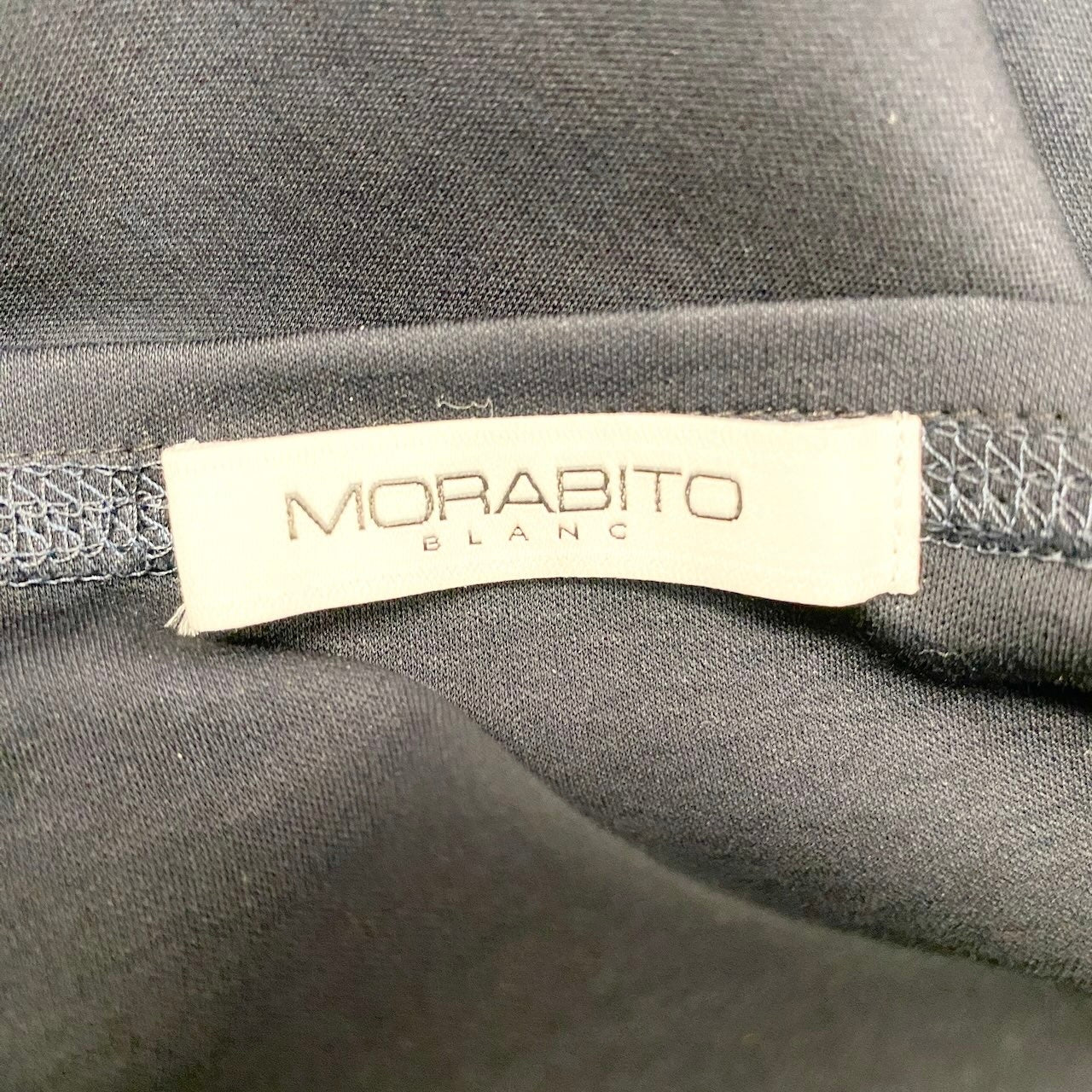 4c29 MORABITO BLANC モラビト チュニックカットソー トップス パフスリーブ ストレッチ レディース 女性服 サイズ38 ネイビーu02t