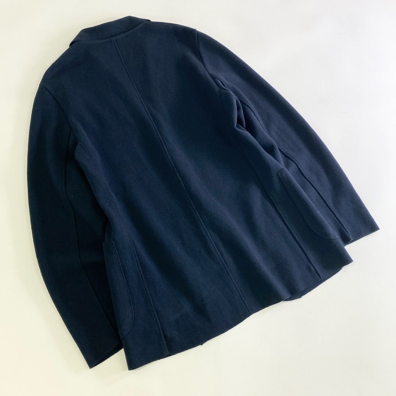 6j18 《未使用保管品》 タグ付 Settefili Cashmere セッテフィーリ カシミア ミラノリブ ニットテーラードジャケット ブレザー イタリア製 46/XS ネイビー コットン