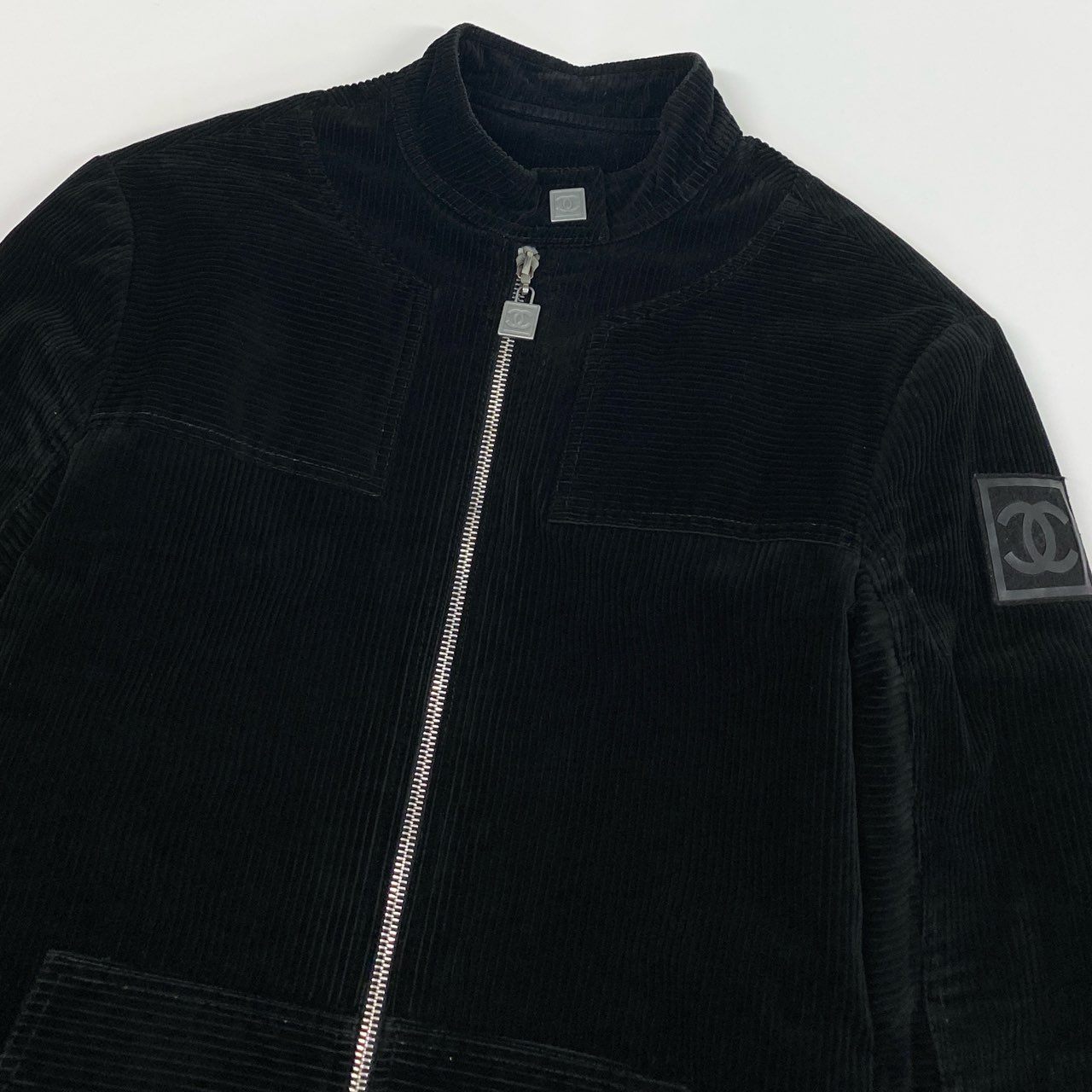 24L22 CHANEL シャネル コーデュロイブルゾン  スポーツライン 03A ココマーク ジャケット アウター P21678W03188 38サイズ ブラック コットン100％ レディースo07t