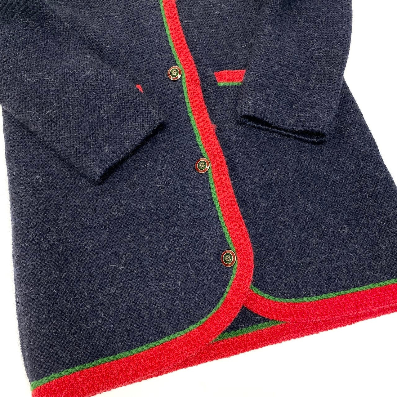 I GUCCI グッチ × NYヤンキース ウールニットロングカーディガン ニットコート インターロッキングGボタン 543419 ネイビー レディース 女性用nu1