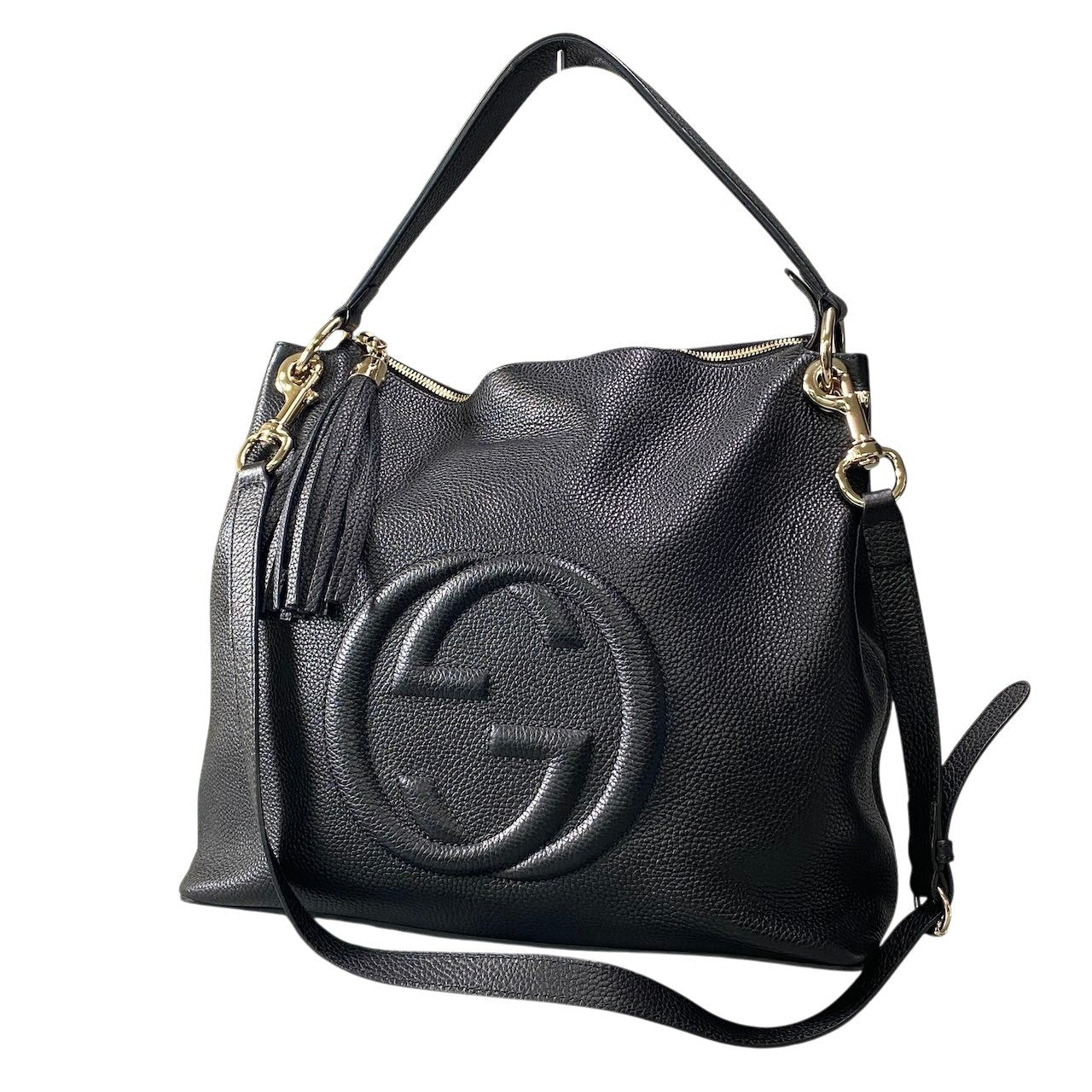 GUCCI グッチ ソーホー GG インターロッキング 2way ショルダーバッグ 536194 ブラック ゴールド レザーta1