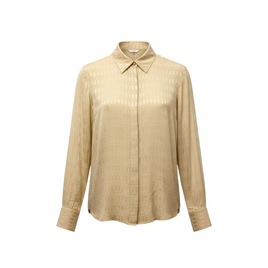 53b17 Christian Dior クリスチャンディオール 総シルク 長袖シャツ ブラウス ロングスリーブ 総柄プリント 7 ベージュ シルク100 レディースo07t