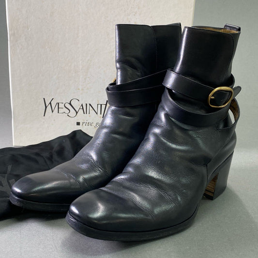 4d16 YVES SAINT LAURENT イヴサンローラン ROY55 MONK STORAP モンクストラップ レザーブーツ 41 ブラック Leather シューズ 箱 保存袋付き