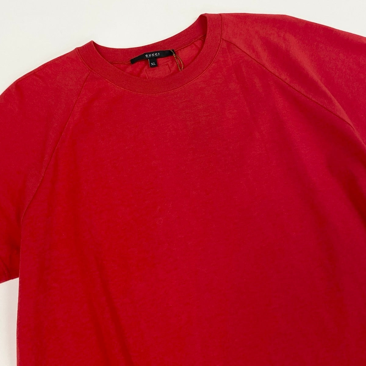 Ee29 【タグ付】 GUCCI グッチ サイドリボン クルーネック 半袖Tシャツ サイズXL レッド コットン100％ レディース 女性服u02t