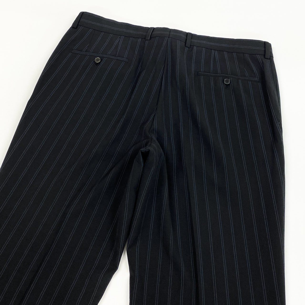 37L23 HUGO BOSS ヒューゴボス スーツセットアップ テーラードジャケット スラックス 二釦 ストライプ 54サイズ ブラック メンズ 男性用o07t