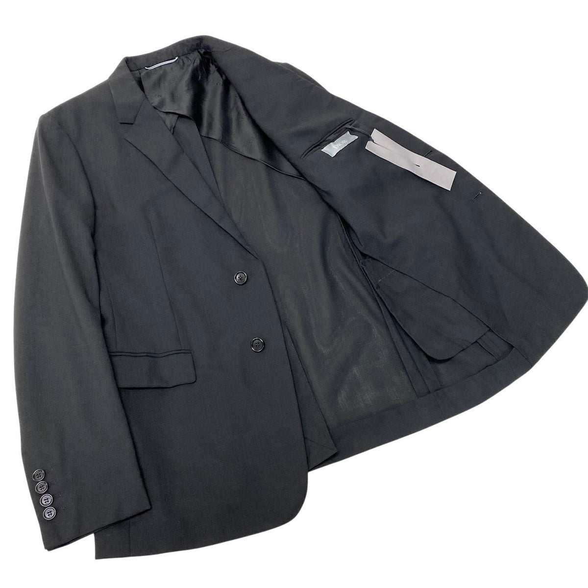 47j16 【極美品】 DIOR ディオール テーラードジャケット アンコンジャケット  シングル 2B サイズ48 ブラック ウール100％ メンズu02t