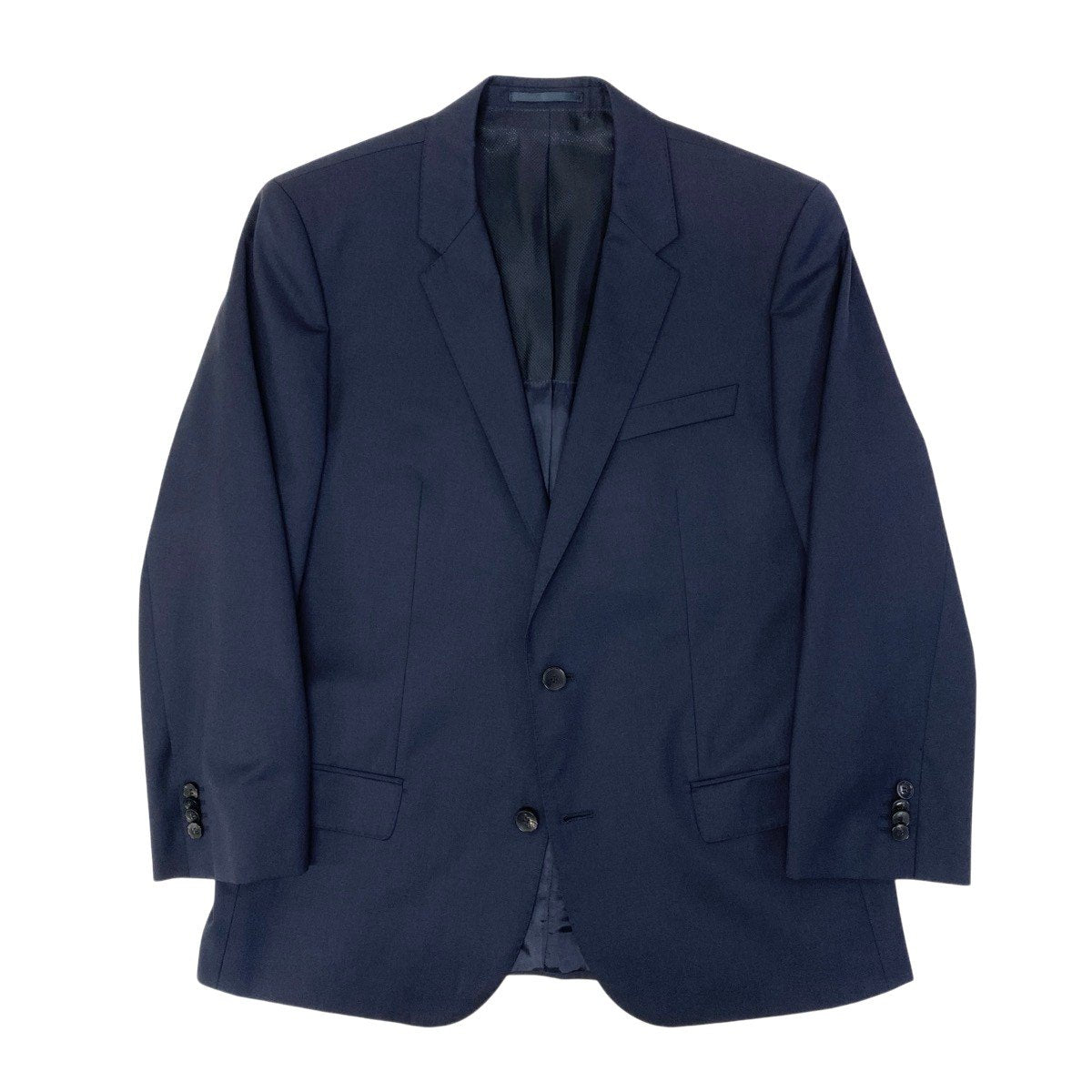 84f18 HUGO BOSS ヒューゴボス 3ピース スーツ GUABELLO Super120 サイズ52/54 ネイビー フォーマル ビジネス セットアップt18r