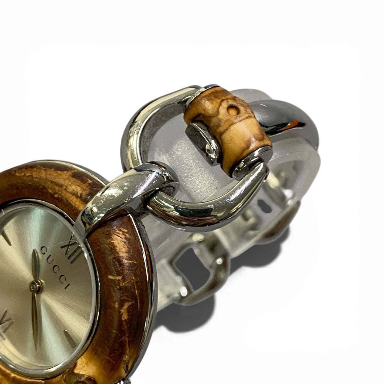 b13【箱有り】稼働品 GUCCI グッチ バンブー 腕時計 2針 ユニセックス bamboo watch 2 hands unisexta1