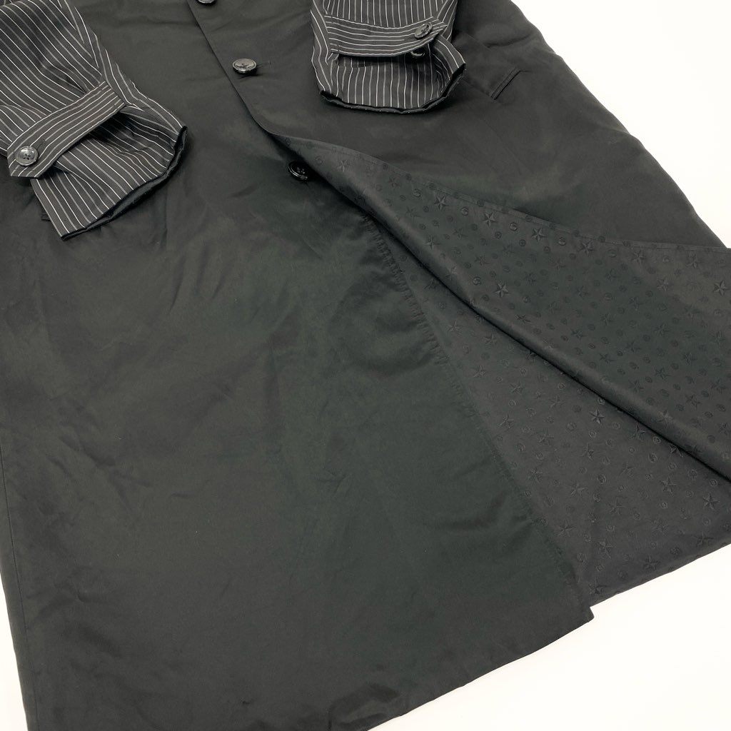 22l28 【美品】ONE GRAVITY ワングラビティ サテンオーバーコート ロングコート リバーシブル 21-234-01-010113 Mサイズ ブラック メンズo07t