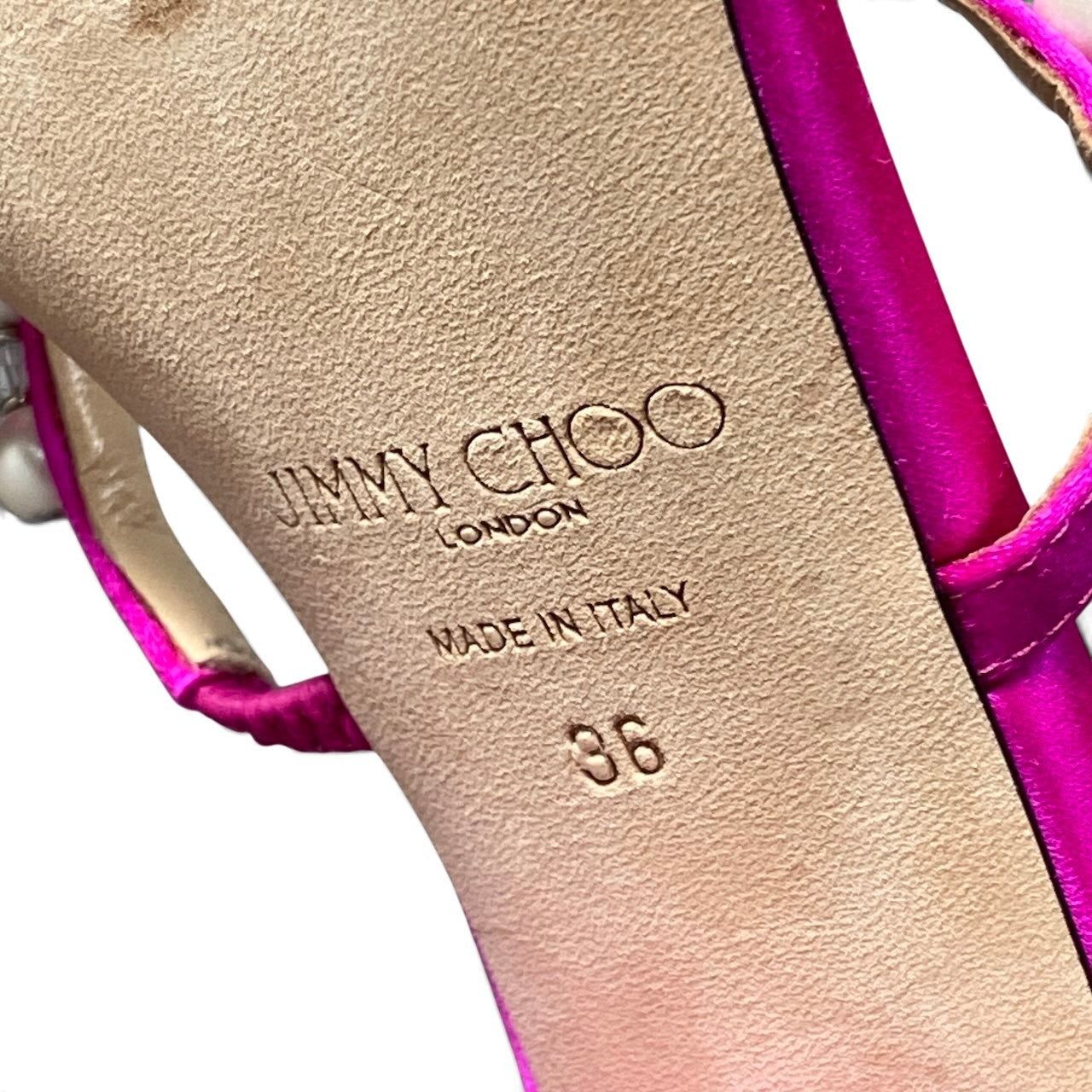 h10 JIMMY CHOO AMARA45 パール サンダル イタリア製 36サイズ ピンク レディース 女性用k02i