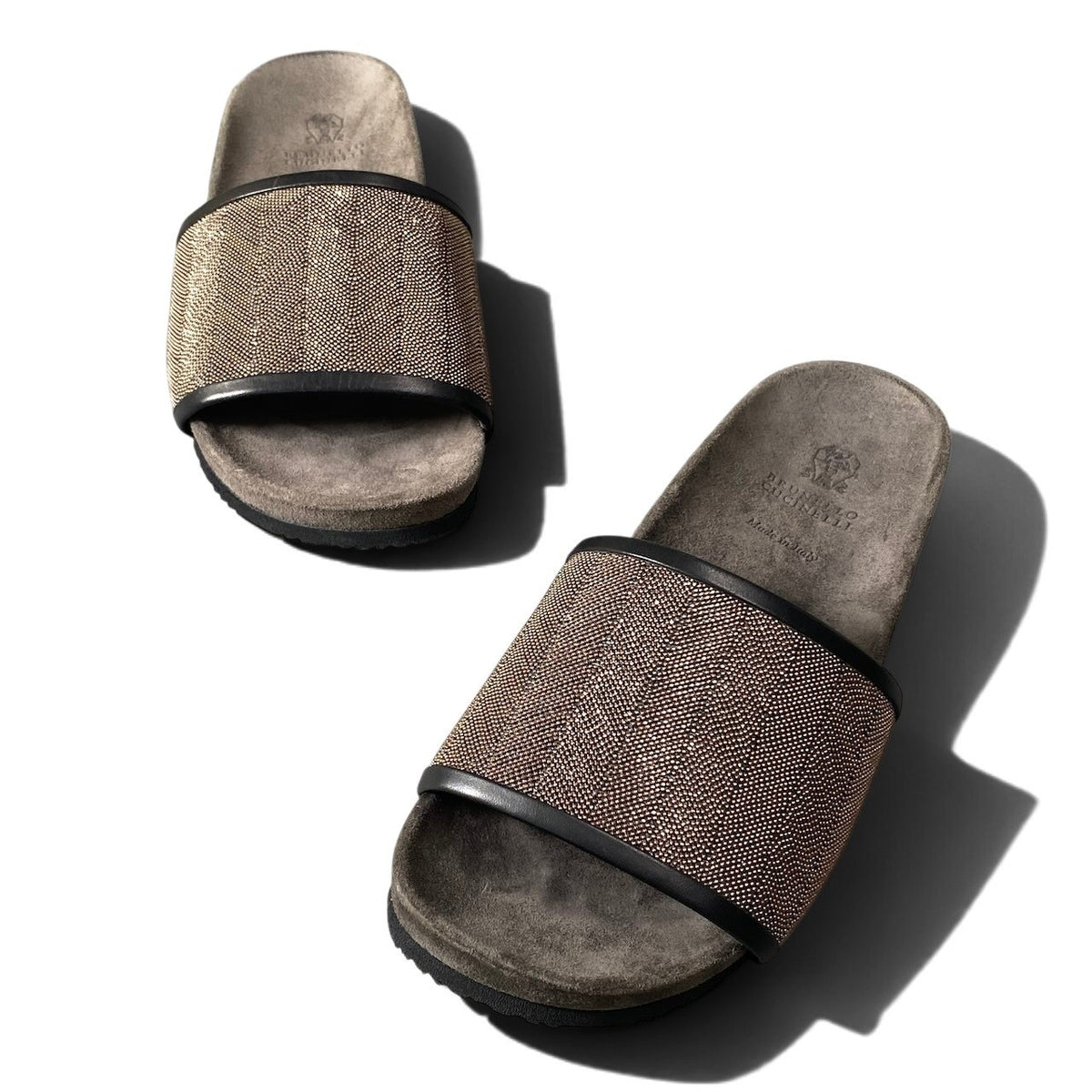 h10 【極美品】BRUNELLO CUCINELLI プレシャス ジュエリーサンダル ビーズ 37サイズ ブラウン レディース 女性用k02i