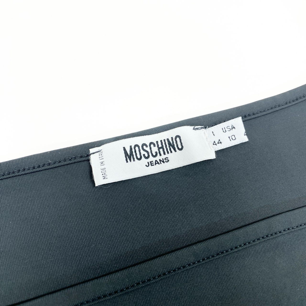 52b10 【美品】MOSCHINO モスキーノ ストレッチロングスリーブTシャツ スクエアネック エンボスロゴ 44サイズ グレー レディース 女性用u02t