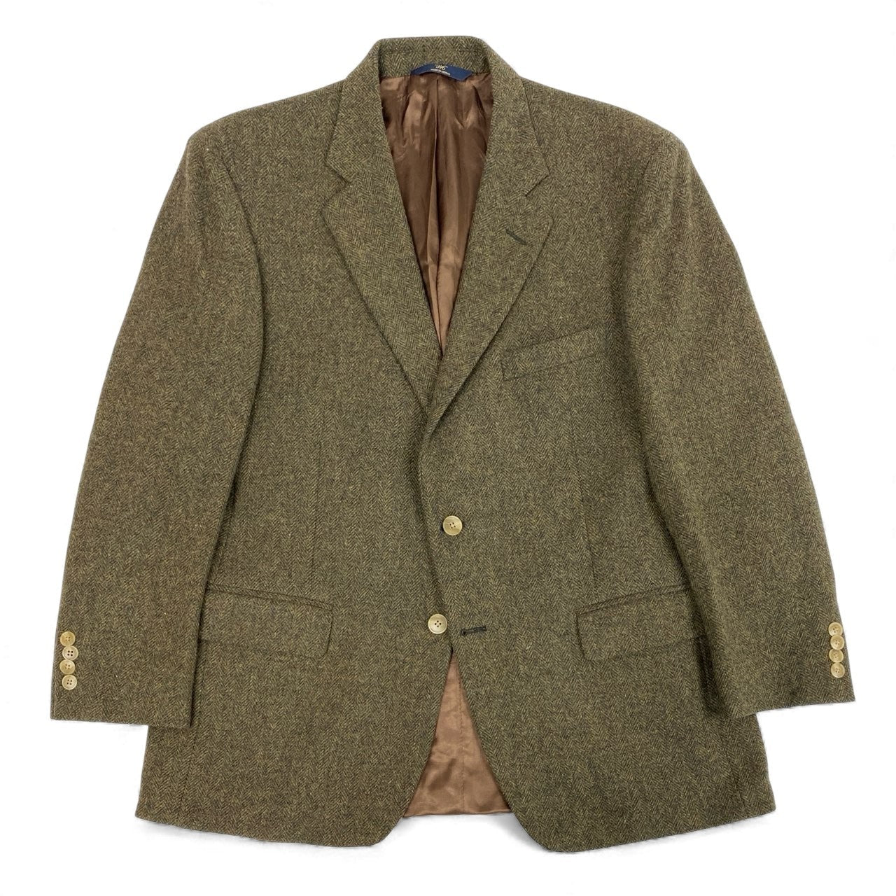 7L12 346 BROOKS BROTHERS ブルックスブラザーズ テーラードジャケット ツイードジャケット ブレザー 42 カーキ系 ヘリンボーン ウール メンズ 男性用u02t