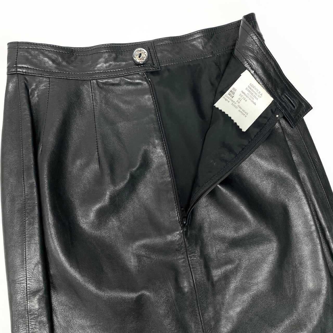 7d24 LOEWE ロエベ レザースカート ひざ丈スカート フラワーモチーフ 花柄 サイズ38 ブラック レディース 女性服u02t