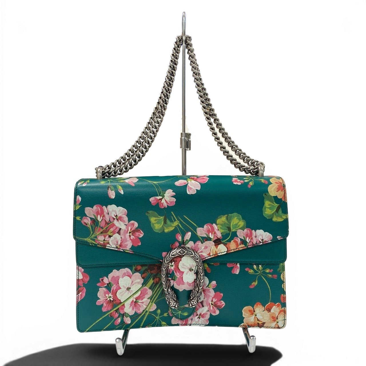e4 《極美品》定価34万 GUCCI グッチ 定価34万 デュオニソス フラワー ショルダーバッグ Dionysus Flower Large Shoulder Bag グリーンt18r