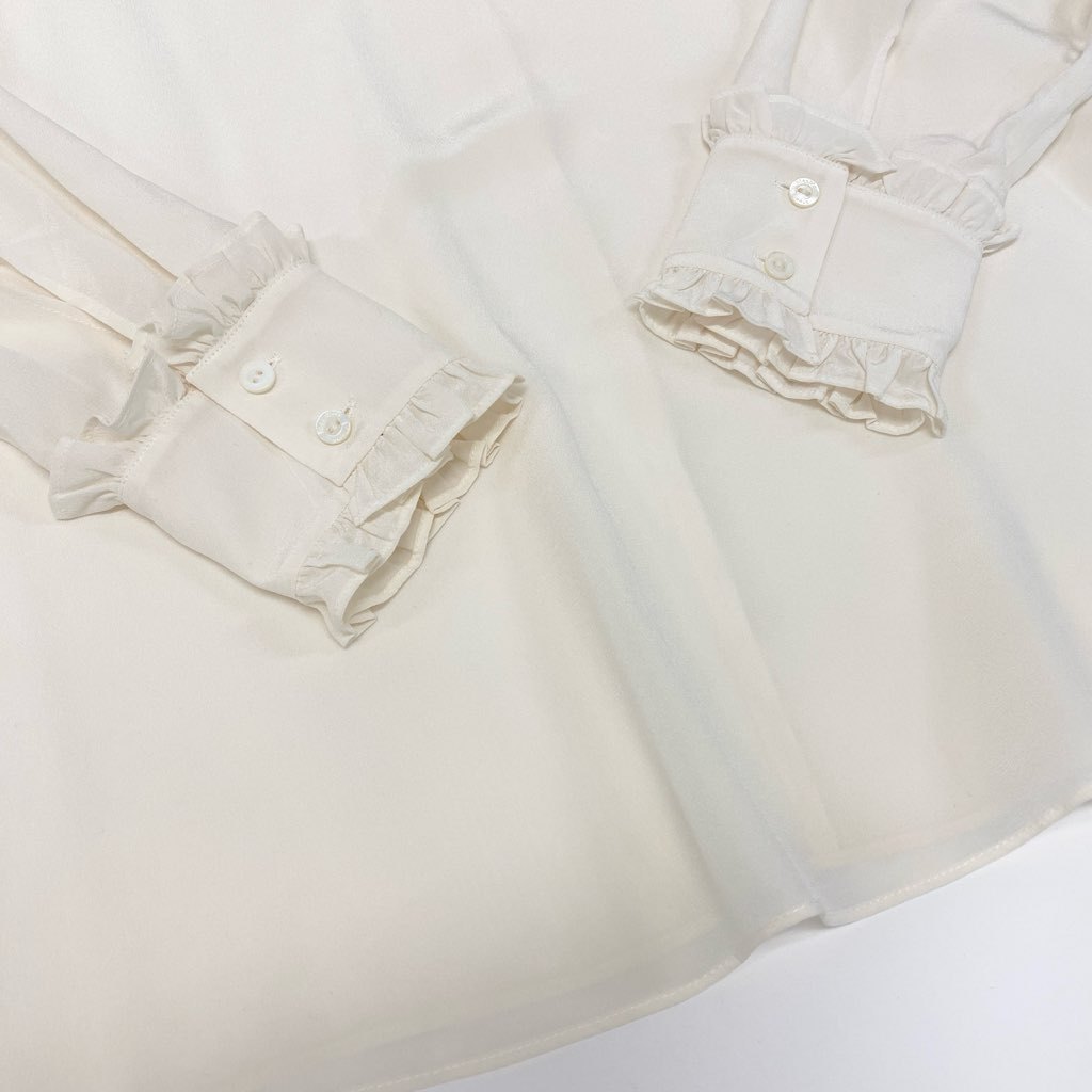 4a9 Max Mara マックスマーラ シルクブラウス フリルブラウス シャツブラウス トップス 36サイズ アイボリー シルク100％ レディースk02i