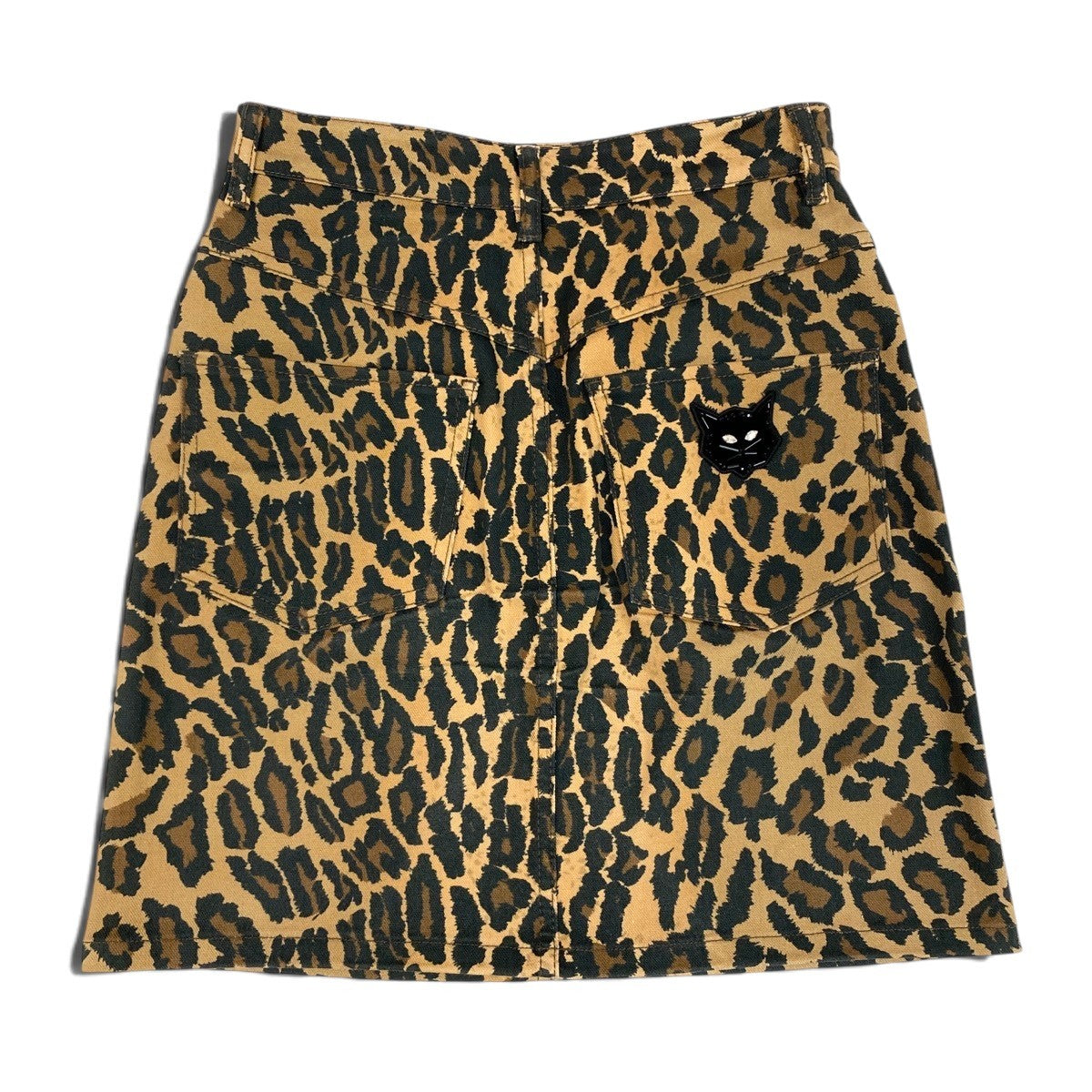 Ai3 【美品】 miu miu ミュウミュウ レオパード柄 ミニスカート キャットビジュー サイズ36 ブラウン系 レディースk02i